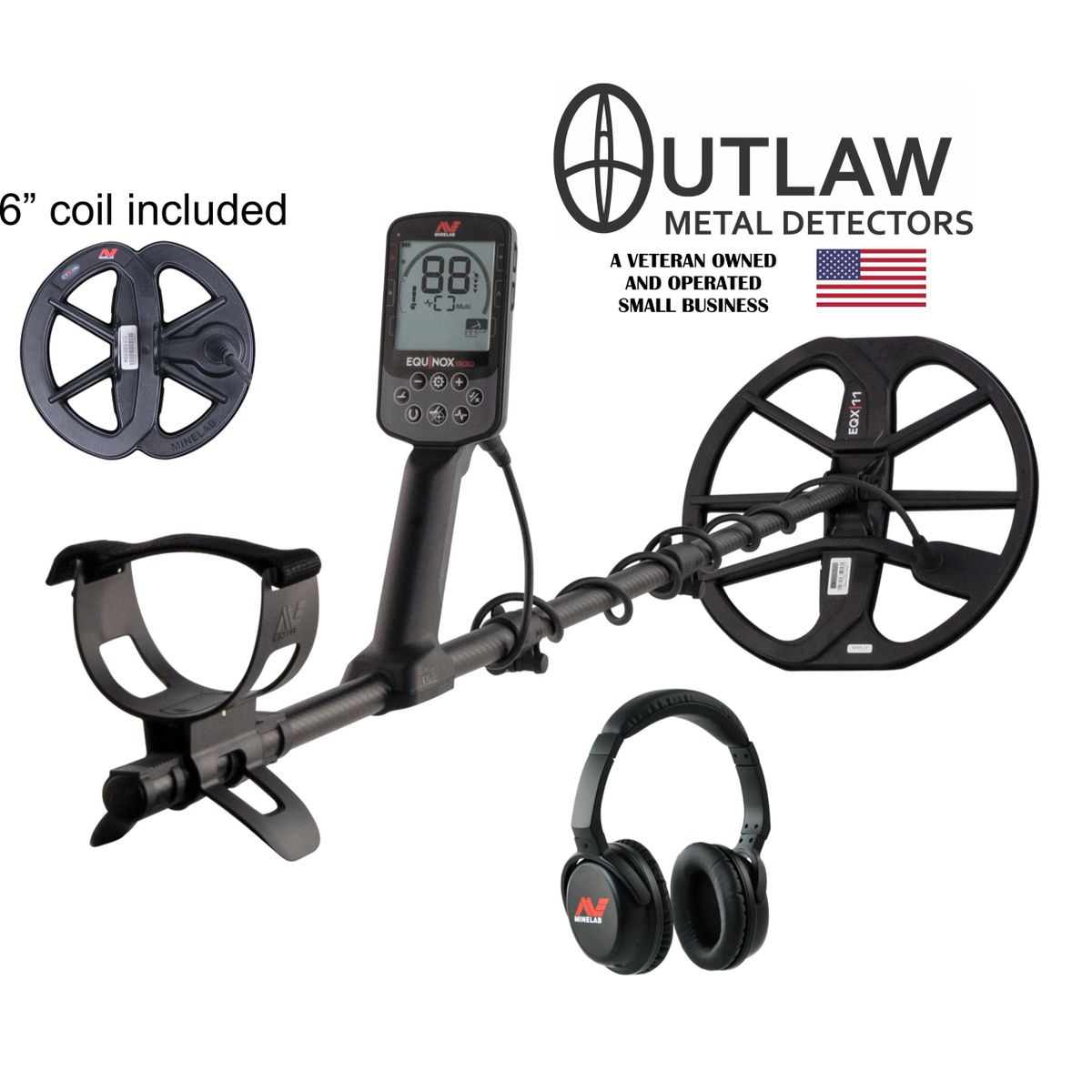Minelab Equinox 900 metal detector with two coils & ML85 wireless